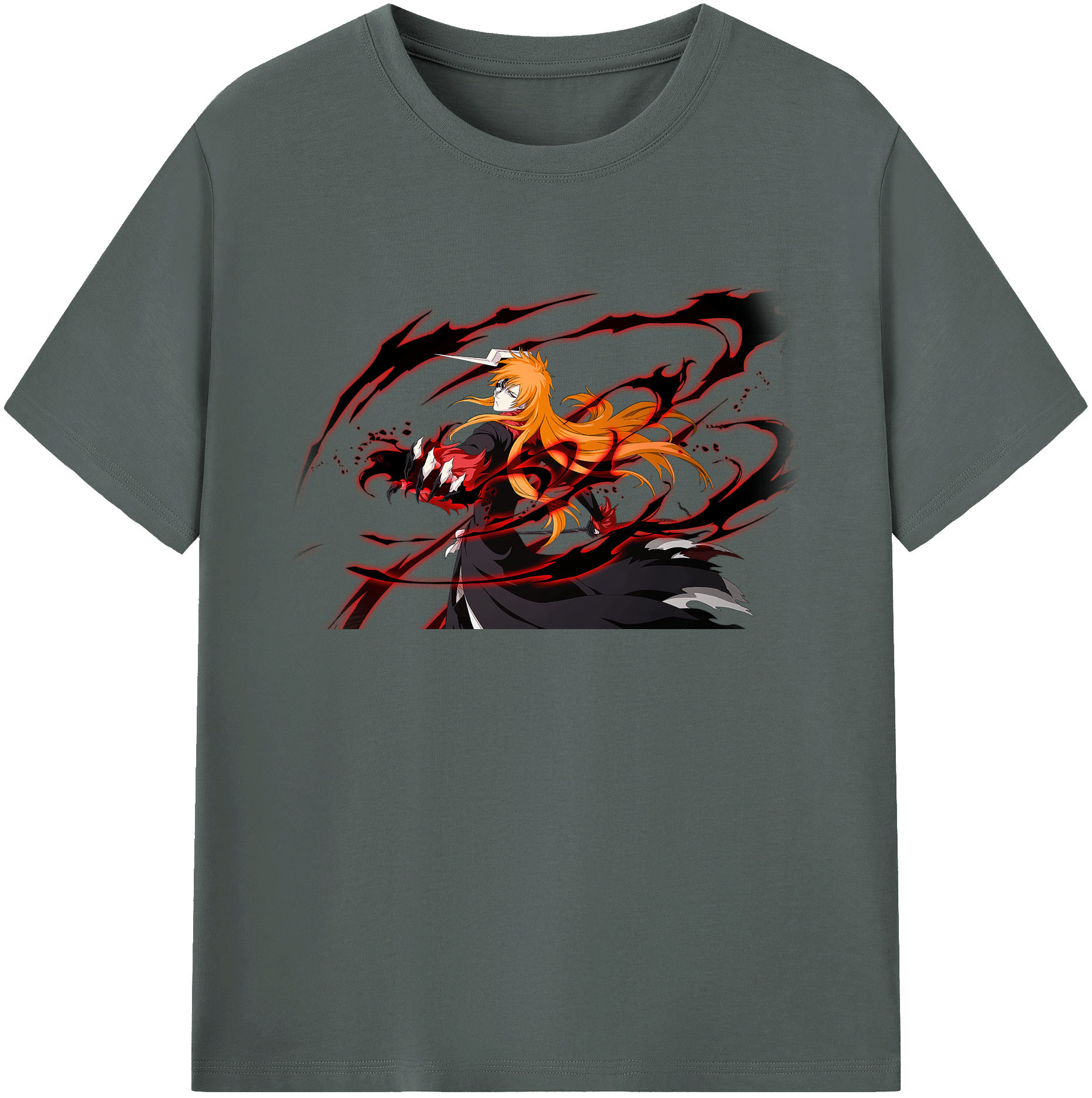 （画像用） ブリーチ 黒崎一護（くろさき いちご）BLEACH Kurosaki Ichigo 綿100％ メンズ半袖Tシャツ｜肌触りやわらか＆通気性